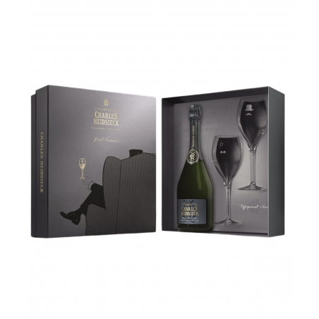 Champagner-Geschenkset CHARLES HEIDSIECK Brut Réserve mit 2 Champagnerflöten