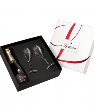 LANSON Geschenkset Black Label Champagner mit 2 Gläsern