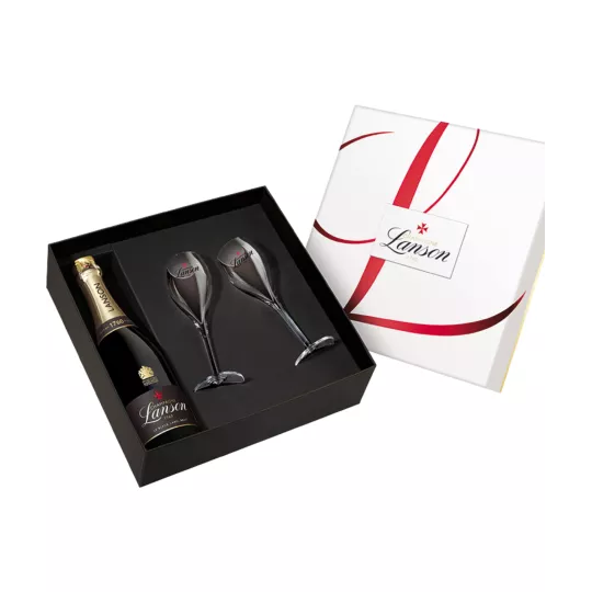 LANSON Geschenkset Black Label Champagner mit 2 Gläsern