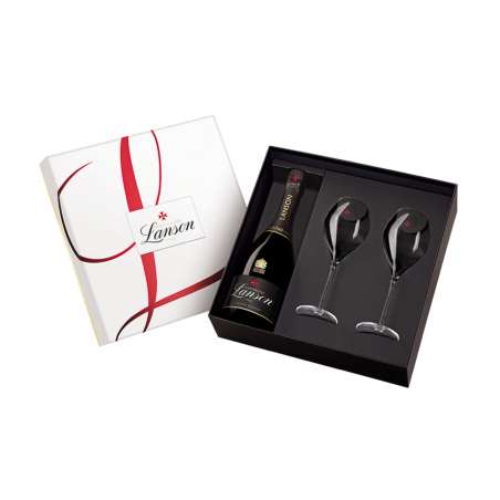 LANSON Geschenkset Black Réserve Champagner mit 2 Gläsern