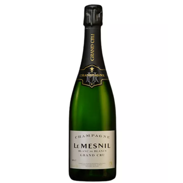Magnumflasche Champagne Le Mesnil Brut Blanc de Blancs Grand Cru, grüne Flasche, Vorderansicht