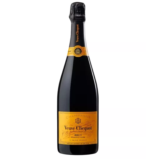 Champagnerflasche Veuve Clicquot Cuvée Réserve brut - Vorderansicht auf neutralem Hintergrund