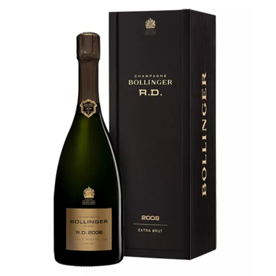 Bollinger R.D. 2008 Champagne-Flasche, goldenes Etikett, Vorderansicht