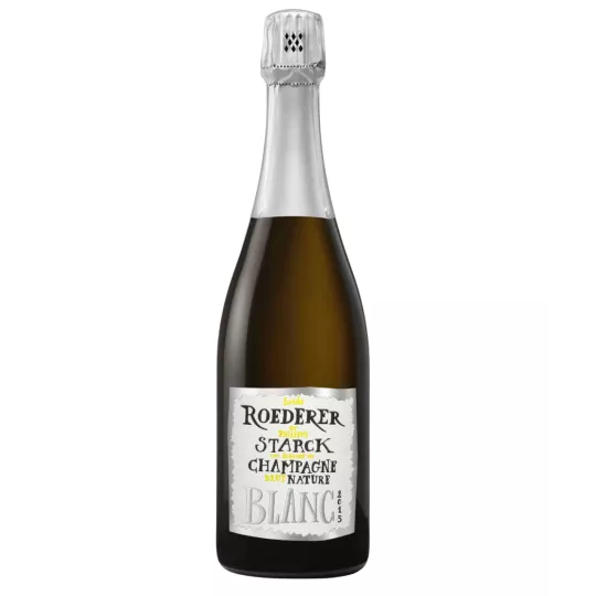 Champagnerflasche Louis Roederer Brut Nature 2015, weißes Etikett, Vorderansicht