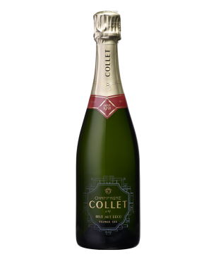 Flasche COLLET Brut Art Déco Premier Cru Champagner, Symbol für Eleganz und Champagner-Tradition.