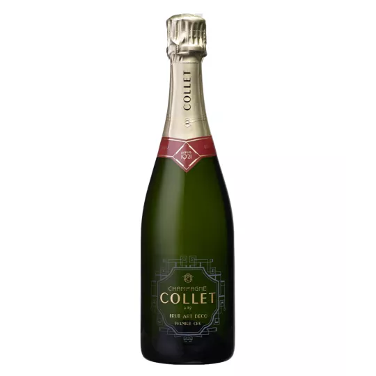 Flasche COLLET Brut Art Déco Premier Cru Champagner, Symbol für Eleganz und Champagner-Tradition.