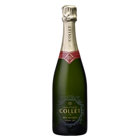 Flasche COLLET Brut Art Déco Premier Cru Champagner, Symbol für Eleganz und Champagner-Tradition.