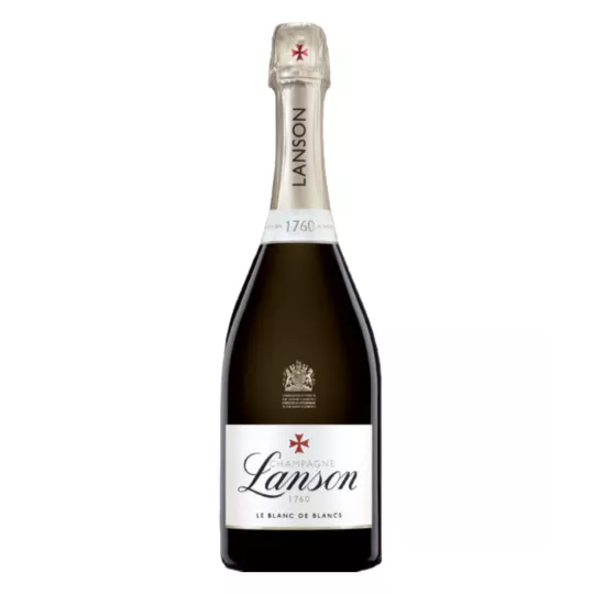 Champagnerflasche Lanson Le Blanc de Blancs, Vorderansicht, goldenes Etikett