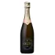 Champagne Collet Brut Rosé 75cl Flasche, Vorderansicht, schwarzes Etikett und goldene Kapsel