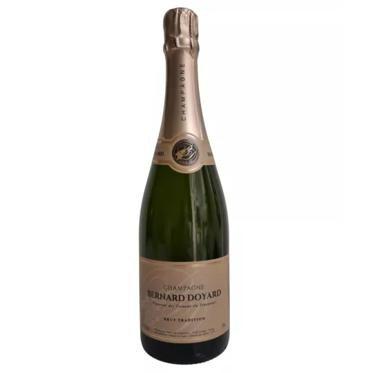 Champagnerflasche Bernard Doyard Brut Tradition Assemblage, goldenes Etikett, Vorderansicht