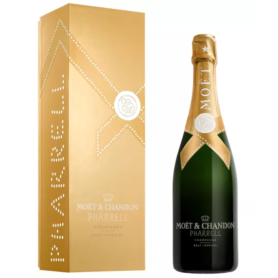 Champagnerflasche Moët & Chandon Brut Impérial Limited Edition Pharrell Williams Gold, Vorderansicht