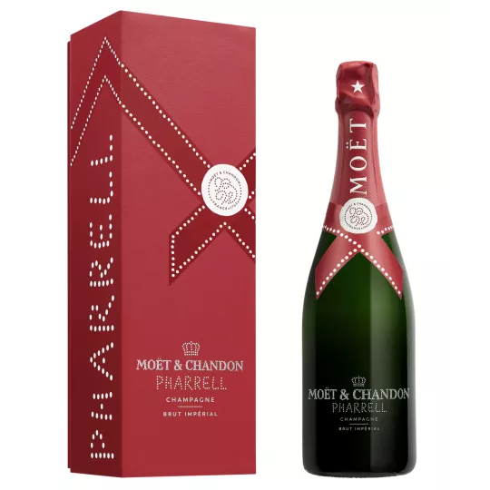 Champagnerflasche Moët & Chandon x Pharrell Williams Limited Edition Brut Impérial, bordeauxrot, Vorderansicht