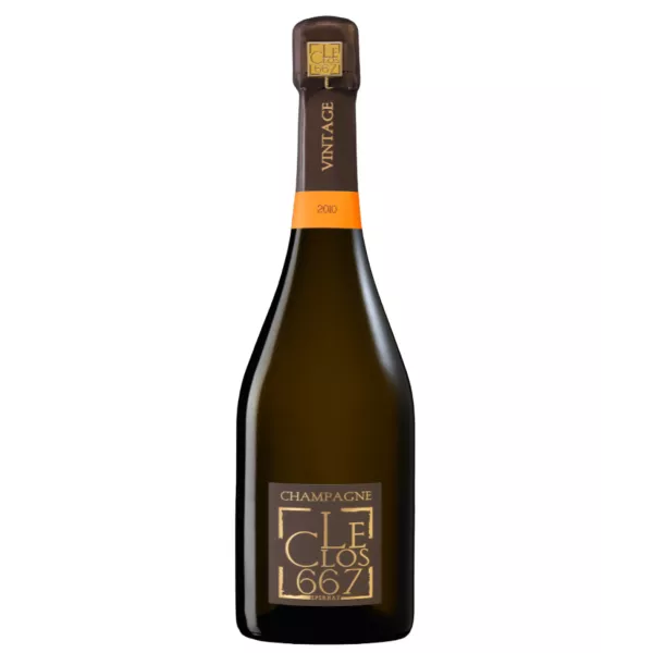 Champagnerflasche Patrick Boivin Le Clos 667 Millésimé 2011, von vorne gesehen, schwarzes und goldenes Etikett