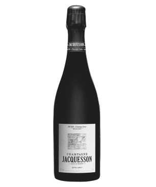 Flasche Champagne Jacquesson Avize Champ Caïn 2013, Jahrgang Grand Cru Blanc de Blancs auf weißem Hintergrund