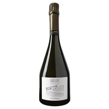 Flasche Champagner Crucifix Vendemia Extra-Brut Premier Cru, 80 % Chardonnay, 60 Monate gereift.