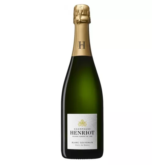 Champagne Henriot Blanc de Blancs - 75 cl-Flasche auf weißem Grund