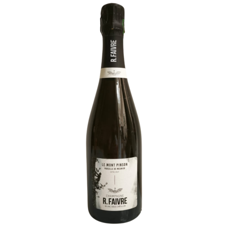 Flasche Champagner R.Faivre Le Mont Pinson - Pinot Meunier, rosafarbene Robe, Cuvée Extra Brut.