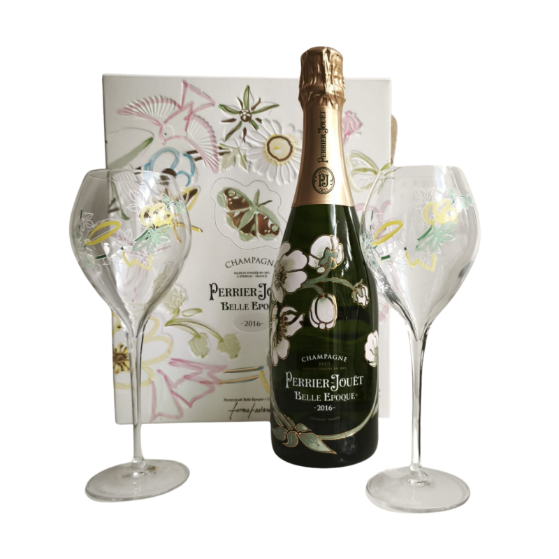 Champagner-Geschenkset PERRIER JOUET Belle Epoque 2016 mit 2 Gläsern