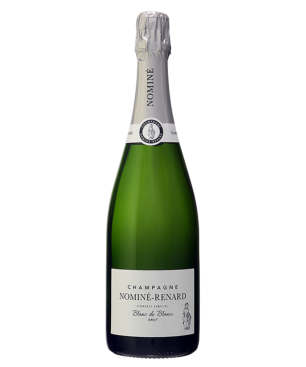 Flasche Champagner Nominé-Renard Blanc de Blancs 100 % Chardonnay - auf Hefe gereifte Cuvée, goldene Farbe und feine Bläschen