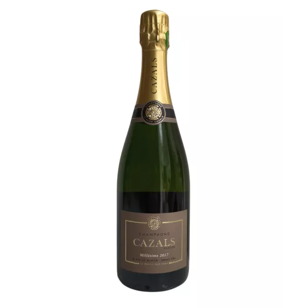 Flasche Champagner Cazals Vintage 2017 Blanc de Blancs Grand Cru, 100 % Chardonnay von Clos Cazals in Oger.