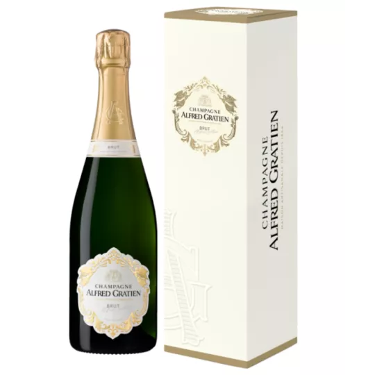 Alfred Gratien Brut Classique Champagnerflasche - Cuvée aus Chardonnay, Pinot Noir und Meunier, die in Fässern vinifiziert wird.