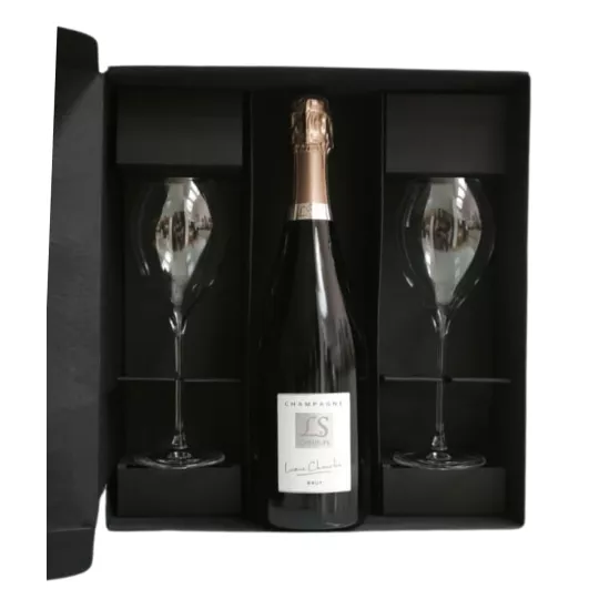 Bio Cheurlin Brut Champagner Set mit zwei Lehmann Grand Champagne Flöten 30 cl