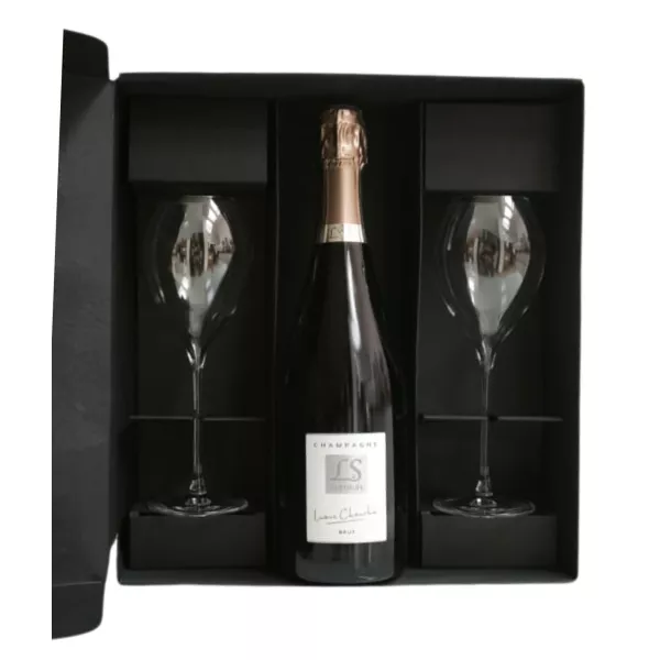 Bio Cheurlin Brut Champagner Set mit zwei Lehmann Grand Champagne Flöten 30 cl