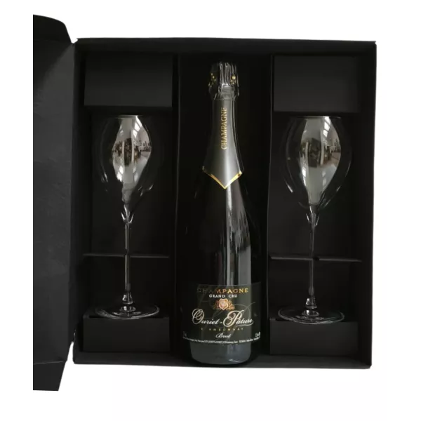 Geschenkset Champagne Ouriet-Pâture Brut Grand Cru mit zwei Lehmann Flöten 30 cl