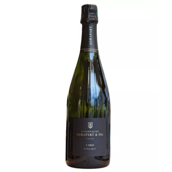 Flasche Agrapart 7 Crus Extra Brut Champagner, Assemblage aus sieben Dörfern, überwiegend Chardonnay.