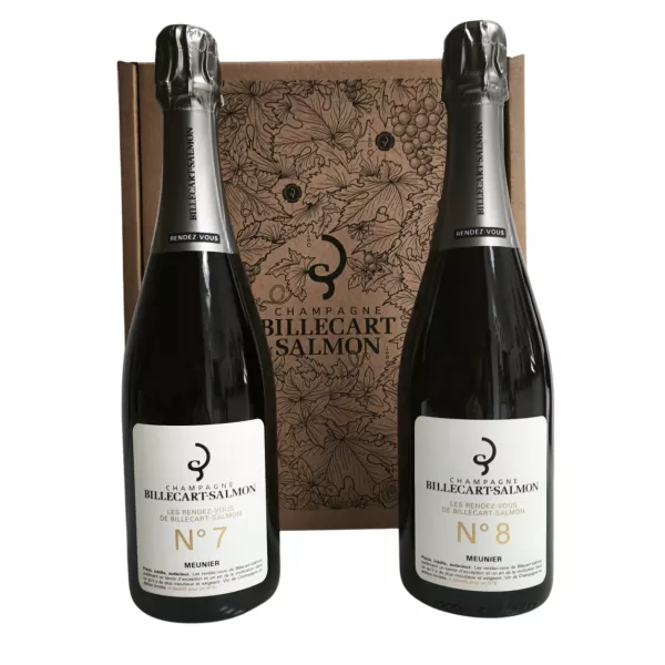 Champagner-Geschenkset Billecart-Salmon Les Rendez-vous Nr. 7 und Nr. 8 – zwei Flaschen Meunier-Champagner im Geschenkset