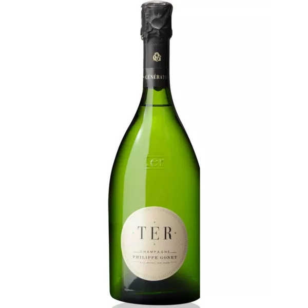 Champagnerflasche Philippe Gonet TER Blanc Brut, 75cl, Vorderansicht auf weißem Hintergrund