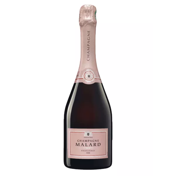 Flasche Champagne Malard Rosé Excellence - Rosé Cuvée aus Pinot Noir und Chardonnay mit langer Reifung auf der Hefe