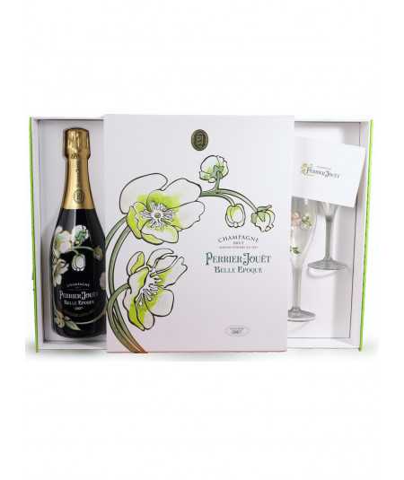 Champagner-Geschenkset PERRIER JOUET Belle Epoque 2012 mit 2 Gläsern