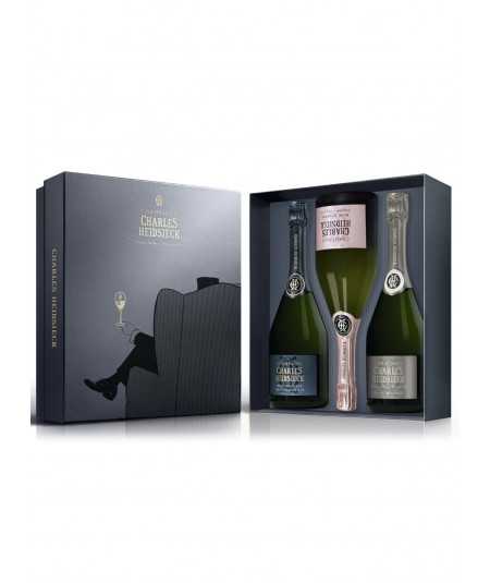 CHARLES HEIDSIECK (Brut + Blanc De Blancs + rosé) Champagner-Geschenkset