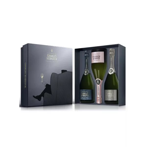 CHARLES HEIDSIECK (Brut + Blanc De Blancs + rosé) Champagner-Geschenkset