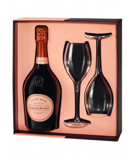 Champagner-Geschenkset LAURENT-PERRIER rosa mit 2 Champagnerflöten
