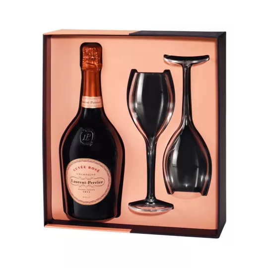 Champagner-Geschenkset LAURENT-PERRIER rosa mit 2 Champagnerflöten