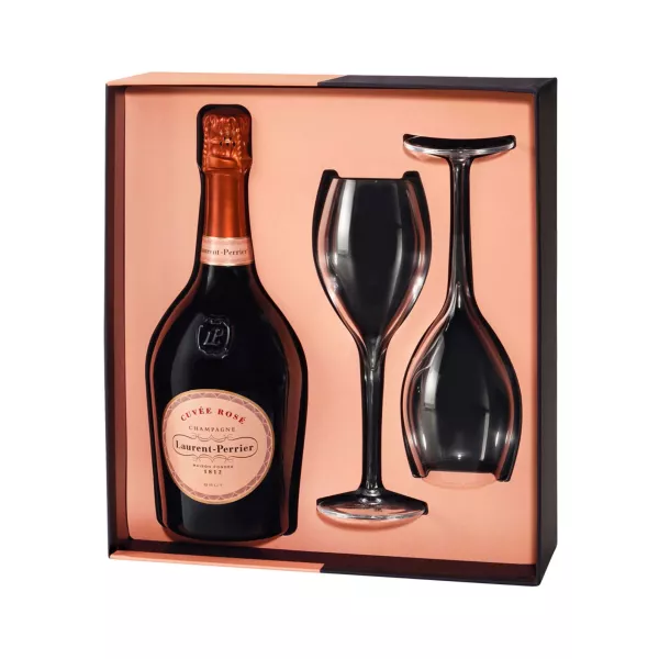 Champagner-Geschenkset LAURENT-PERRIER rosa mit 2 Champagnerflöten