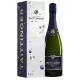Taittinger Prélude Grands Crus Champagnerflasche, Vorderansicht, weißes und goldenes Etikett