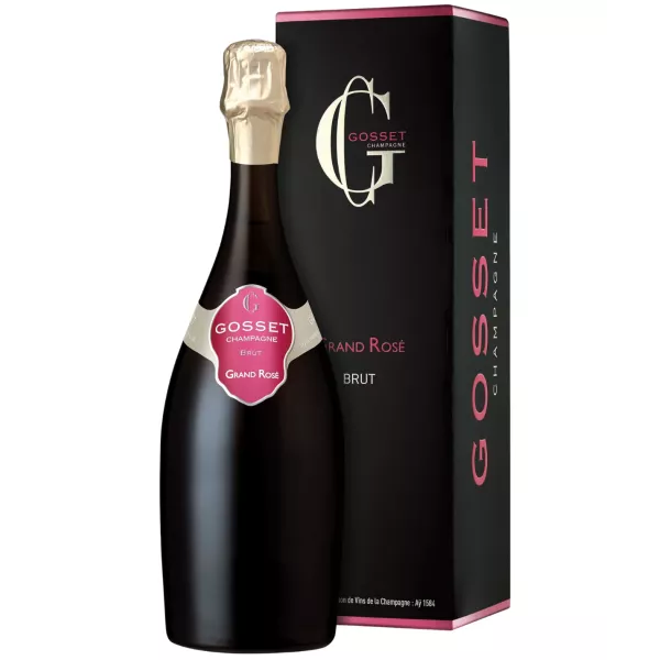 Flasche Champagner GOSSET Grand Rosé Brut mit Etui