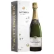 1,5L Taittinger Brut Prestige Magnum Champagnerflasche mit weißem und goldenem Etikett, von vorne gesehen