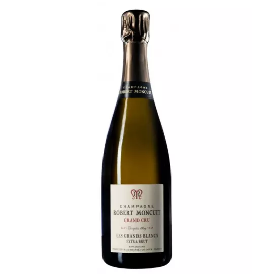 magnumflasche champagner robert moncuit blanc de blancs extra-brut grand cru, von vorne gesehen