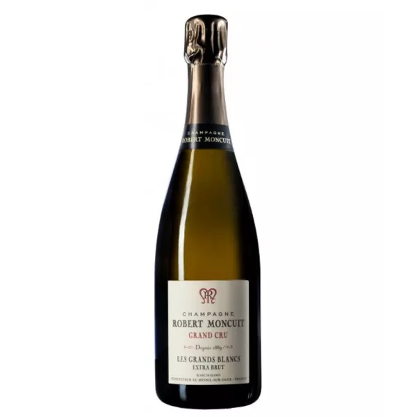 magnumflasche champagner robert moncuit blanc de blancs extra-brut grand cru, von vorne gesehen