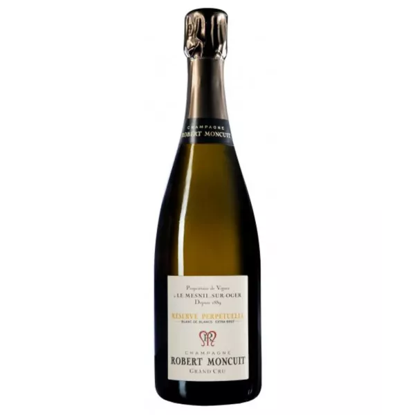 Champagnerflasche Robert Moncuit Blanc de Blancs Extra-Brut Grand Cru Réserve Perpétuelle, Vorderansicht